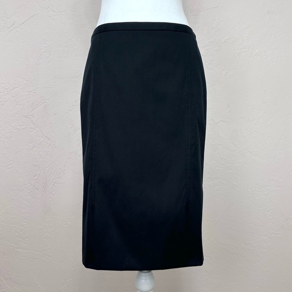 Christian Dior Vintage 1990s Ready to Wear Black Twill Skirt w/ Silk Lining 38 6